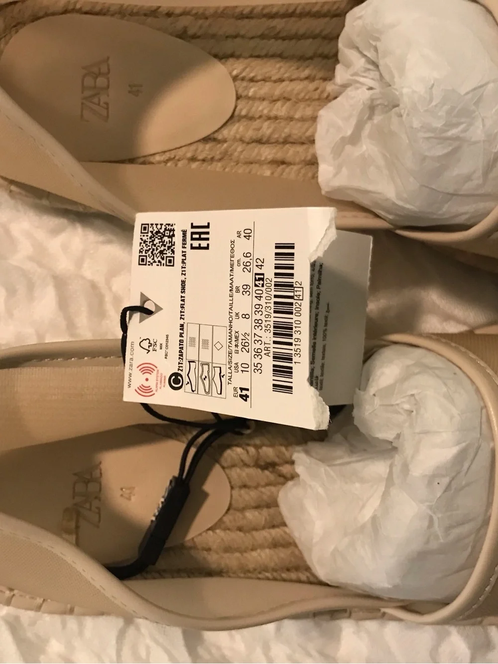 Zara Neutral Beige Espadrille Slip-On